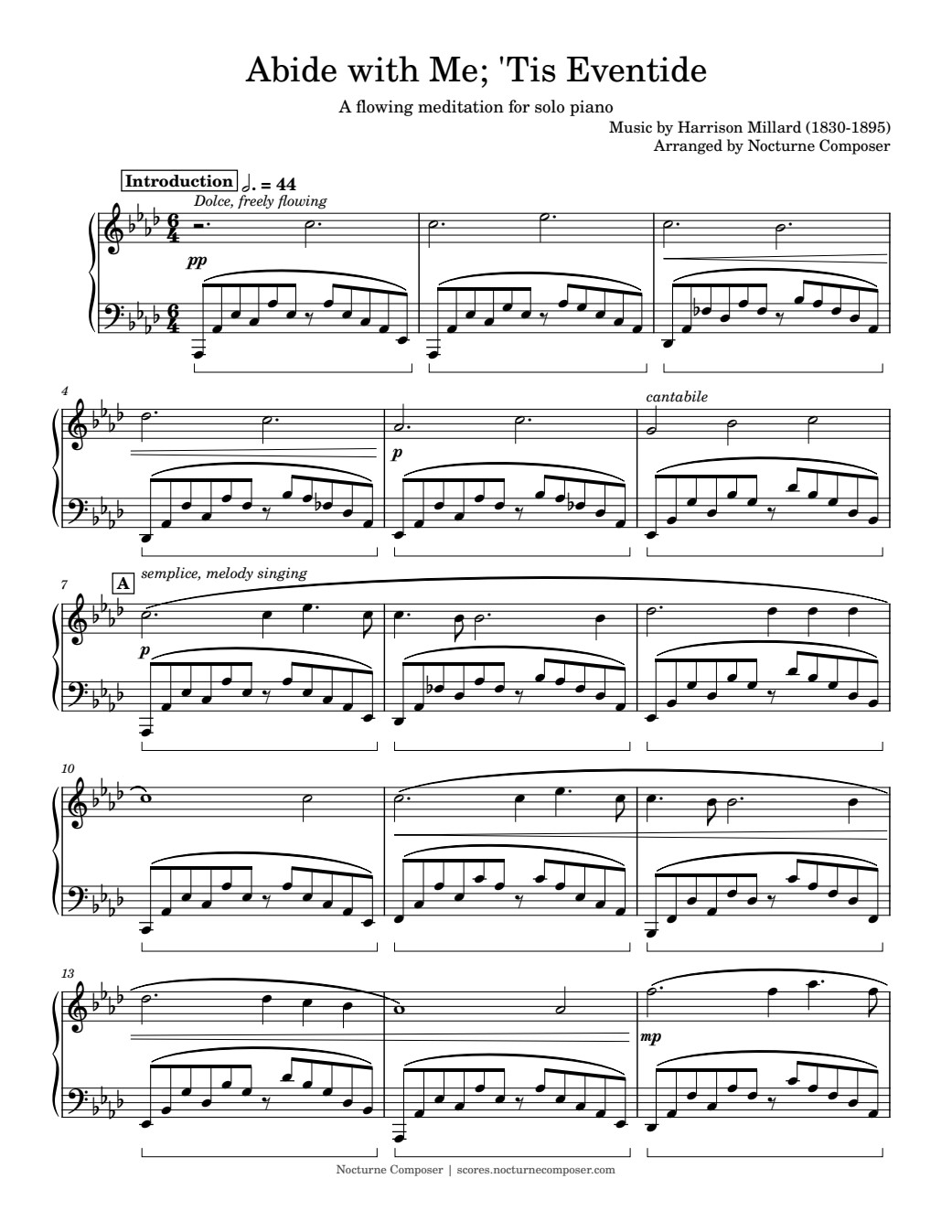 Preview of the first score page of Abide with Me; ’Tis Eventide