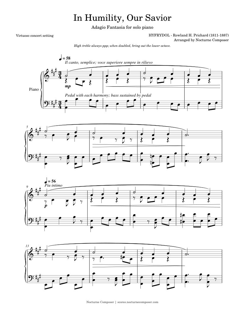 In Humility, Our Savior piano solo sheet music — first-page preview